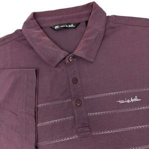 TRAVIS MATHEW‎ Shirt Purple Stripe Golf LOGO Polo Classic Preppy Casual XXL 2XL